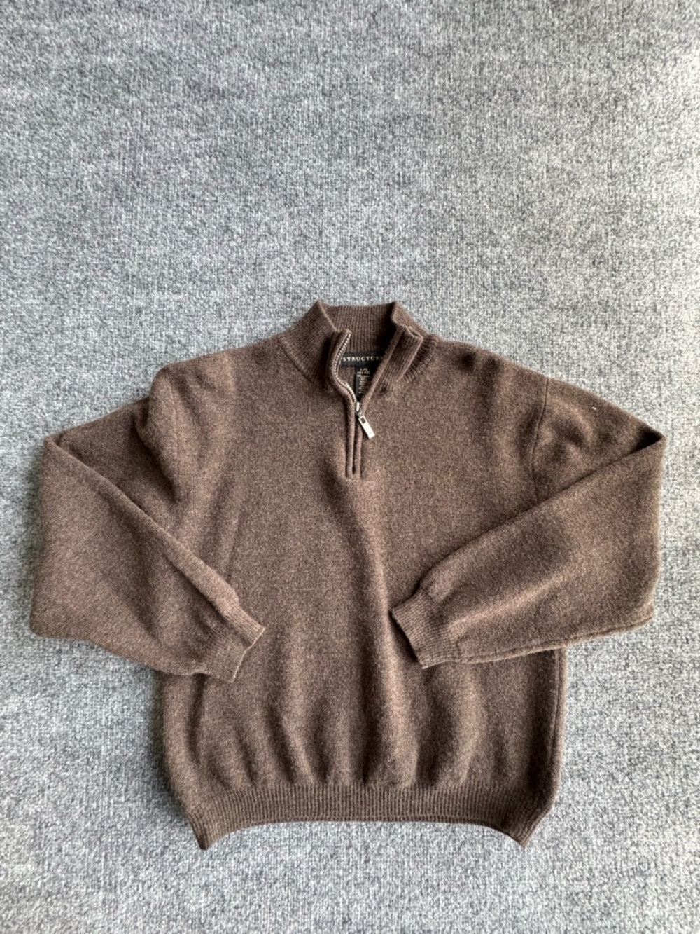 Vintage Structure Men's Quarter-Zip Merino Wool Sweater Large